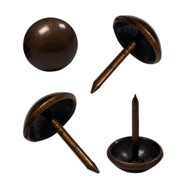 Imagem de Maozaa Tachinhas de estofamento, pregos de móveis para estofados decorativos, 300 peças de 7/16 polegadas para sofá de móveis, tachas decorativas cobre vermelho