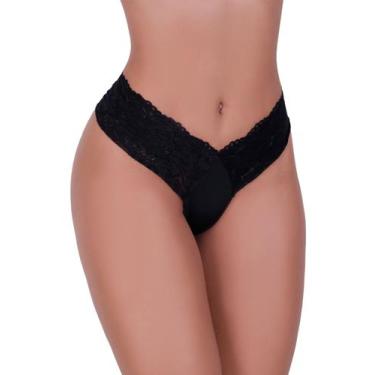 Imagem de Calcinha Debora de Microfibra e Renda - Biografia da Moda, Preto, GG