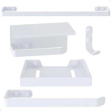 Imagem de Kit Acessórios Para Banheiro Branco 5 Peças MAX - CONTEL STORE