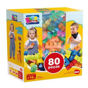 Imagem de Blocos De Montar 80 Peças Dismat Brinquedo Educativo - Dismat Brinqued