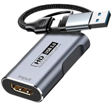 Imagem de Placa de captura de vídeo, HDMI 4K para USB 3.0, HDMI para USB-A/C 1080P 60FPS, placa de captura de vídeo de jogos para transmissão ao vivo/jogos/reuniões, para sistema Windows/Mac OS, Switch PS4/5