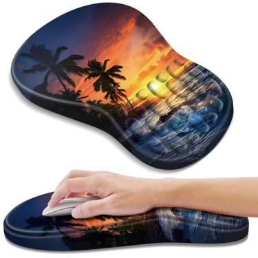 Imagem de YIWEI Mouse pad ergonômico com suporte para descanso de pulso, mousepad com descanso de pulso de espuma viscoelástica confortável e base de poliuretano antiderrapante para alívio da dor, computador,