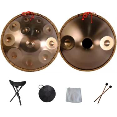 Imagem de Harmonic an Drum Hand Pan 9 10 12 14 Notes Instrumento de percussão profissional Aço com bolsa de viagem Decoração de corda e marretas para meditação Yoga Zen, ouro, 14 notas