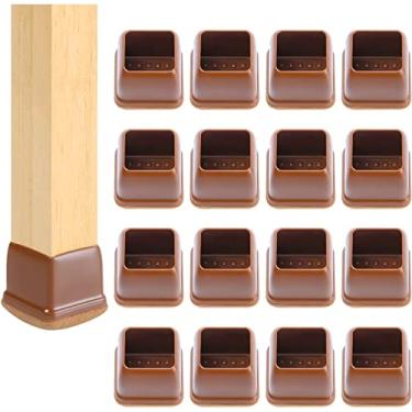 Imagem de Ezprotekt Protetores Quadrados de Silicone para Pernas de Cadeira de 24 Unidades com Feltro, Capas para Pernas de Cadeiras, Almofadas de Feltro para Móveis, Protetores de Chão para Cadeiras, Protetore