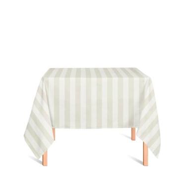 Imagem de Toalha de Mesa Quadrada em Tecido Jacquard Palha Crú (Rústico) Listrad