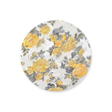 Imagem de Capa para Sousplat em Tecido Jacquard Estampado Floral Amarelo