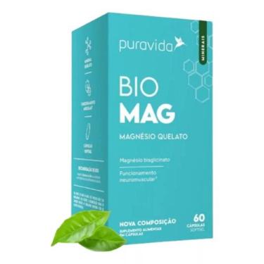 Imagem de Bio Mag Magnesio Quelato Bisglicinato Puravida 60 Cápsulas, Sem Sabor