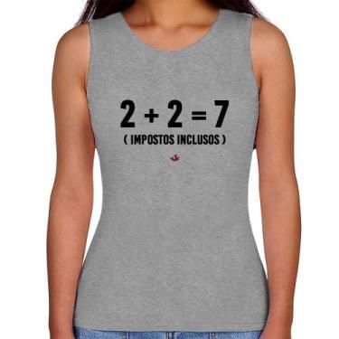 Imagem de Regata Feminina 2 + 2 = 7 (Impostos Inclusos) - Foca na Moda, Cinza, P