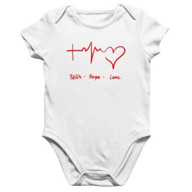 Imagem de Body Bebê Algodão Fé, Esperança, Amor - Foca na Moda, Branco, P
