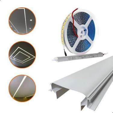 Imagem de Kit Perfil Embutir No Frame Duplo +fita 240 Leds + Fonte 10a - VLED, B