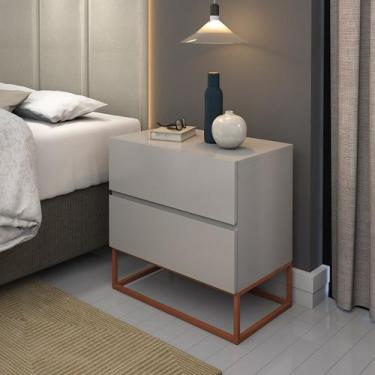 Imagem de Mesa de Cabeceira Eros 45 Estilo Industrial 2 Gavetas Base Cobre - LCN