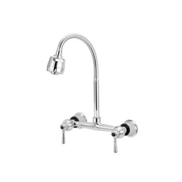 Imagem de Torneira Misturador Cozinha Parede Gourmet Flexível Luxo 1/4 - Modelar