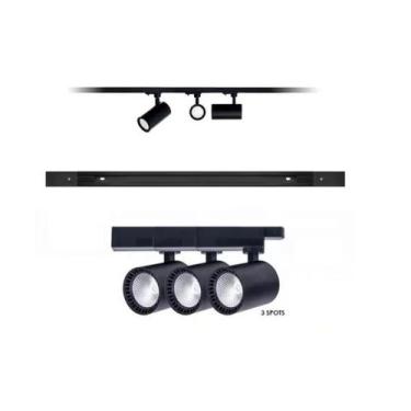 Imagem de Kit Trilho Eletrificado 3m Com 4 Spots Led 7w Preto - BWY, 6000K