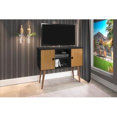 Imagem de Rack / Bancada VI Modelo Retrô Para TV Até 40'' Cor Preto / Ripado 3D 