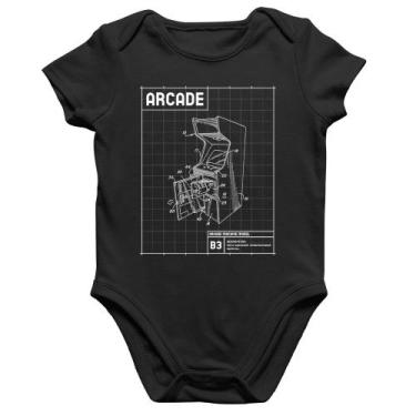 Imagem de Body Bebê Algodão Arcade Fliperama Projeto - Foca na Moda, Preto, GG
