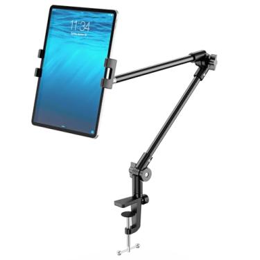 Imagem de Suporte para tablet com suporte de tripé para celular e iPad de 360°, 27 polegadas de braço longo, suporte para webcam, suporte para mesa, adequado para dispositivos de 4,7 a 13 polegadas