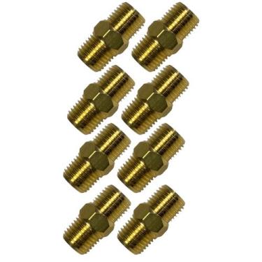 Imagem de 8 Niple Latão Duplo Adaptador Conexão Metal 1/4 X 1/4 Npt - STORE AUTO