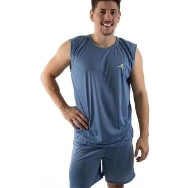 Imagem de Pijama Masculino Basico Regata Liso Adulto Rlc Modas, Azul marinho, P