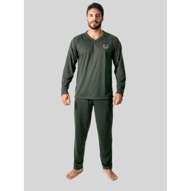 Imagem de Pijama Masculino Longo Básico Manga Longa Para Dormir RLC Modas, Verde