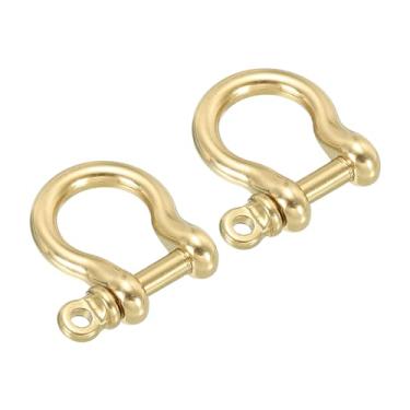 Imagem de PATIKIL Manilha de anel em D, pacote com 2 manilhas de pino de latão de largura interna de 10 mm tipo U gancho pequeno arco algemas para substituição de couro artesanal DIY