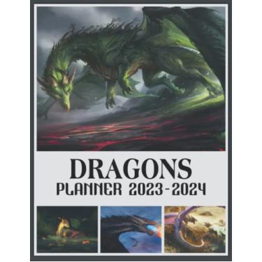 Imagem de Dragons Planner Calendar 2023-2024: Dragons 2023-2024 Monthly Large Planner, 2023-2024 Planners For Women Men Dad Mom, Christmas Birthday Gifts For Student Teacher