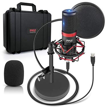 Imagem de Kit de gravação de podcast com microfone USB – Microfone condensador cardioide com suporte de choque e filtro pop, para jogos PS4, streaming, podcasts, estúdio, YouTube, funciona com Windows PC Mac – Pyle PDMIKT200