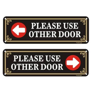 Imagem de Yzukouge Use outra placa de porta com fita adesiva - 1 conjunto 28 x 12 cm, parede de alumínio ou porta, à prova de intempéries, resistente ao desbotamento (preto)