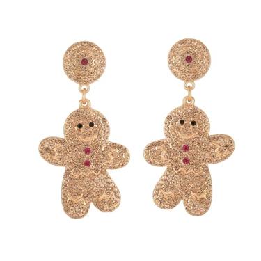 Imagem de Canboer Brincos de Natal Feliz Natal árvore arco lâmpada doce bengala gengibre homem enfeite de natal brincos pendentes de Natal joias festivas para mulheres, Zinco, Strass