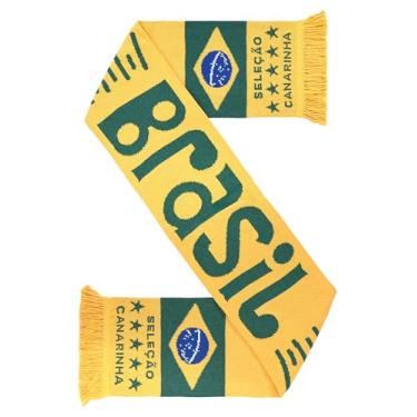 Imagem de Euroscarves Cachecol de malha de futebol de algodão reciclado Brasil, Brasil, Fits all