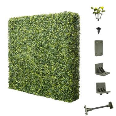 Imagem de E&K Parede de cerca viva artificial de buxo para ambientes externos, para varanda, quintal, escritório, divisória interna, cenário de vegetação independente (45,7 cm L x 45,7 cm (L) x 30,5 cm P)