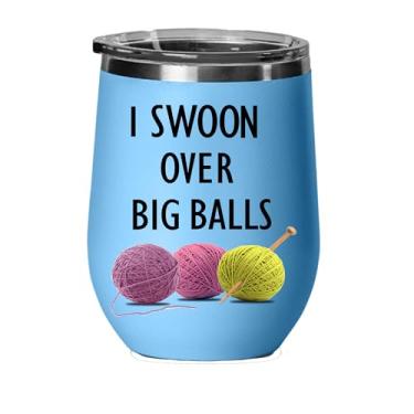 Imagem de Copo de vinho I Swoon Over Big Balls, copo de vinho de aço inoxidável, presentes para ele, para ela, para meninos, para meninas, aniversário, ideia de presente de Natal (azul claro)
