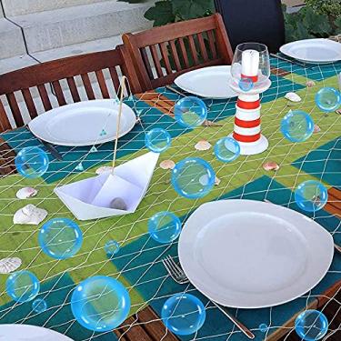Imagem de 54 peças de decoração de bolha para festa sob o mar, topos de cupcake com bolhas azuis para decoração de festa subaquática do oceano, brindes de festa infantil, brindes de festa de aniversário, sereia