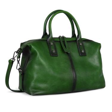 Imagem de Iswee Bolsas de couro retrô bolsas femininas bolsas de ombro bolsas de ombro bolsa de luxo Hobo Cross Body Work Doctor Bag Pocketbooks (marrom), Verde