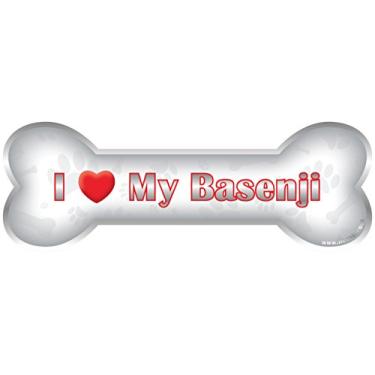 Imagem de iLeesh Ímã para carro i Love My Basenji Bone Cromo refletivo