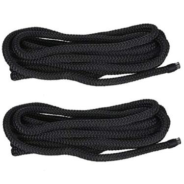 Imagem de HOLLOSPORT Cordas de barco para ancoragem, linhas de doca de nylon trançado duplo de 9,5 cm x 4,5 m para barcos com laço, carga de trabalho 371,9 kg, resistência à ruptura 1,830 kg, preto ou azul