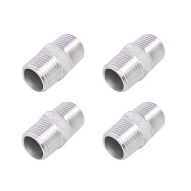 Imagem de TL TOOLEGIN 1/5.1 cm NPT macho para 1/5.1 cm NPT macho mamilo, encaixe de tubo sextavado de aço inoxidável 304 para gás, chuveiro, linha de água, 4 peças