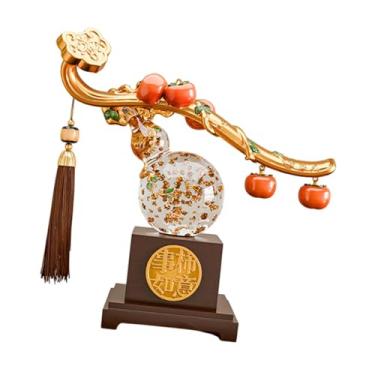 Imagem de Generic Lucky Persimmon Resina Estátua Feng Shui Ornamento Arte Escultura Bênção Cabaça Estatueta para Natal Estante Loja Restaurante, Claro