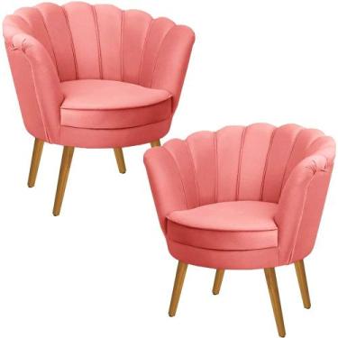 Imagem de Kit Duas Poltronas Petala em Sued Premium Rose - Sua Casa Decorações, 