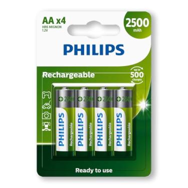Imagem de Pilha Recarregavel Philips Aa De 2500Mah 4 Unidades 1.2V