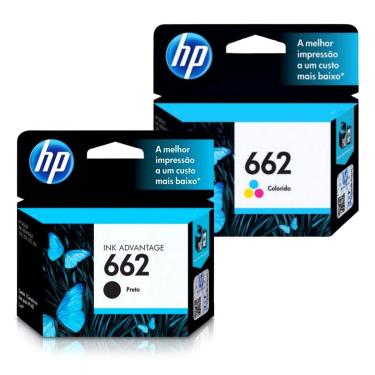 Imagem de Kit Cartucho Hp 662 Preto CZ103AB + Cartucho Hp 662 Colorido CZ104AB - Original