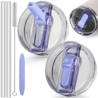 Imagem de ANTAND Pacote com 2 tampas flip à prova de vazamento com canudo para acessórios de copo Stanley de 1,134 g, substituição de tampas sem derramamento 1,134 g para Stanley ProTour, tampa de substituição