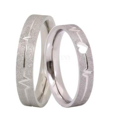 Imagem de Par de alianças de Compromisso - Prata 4mm - Com Brilho - Omega