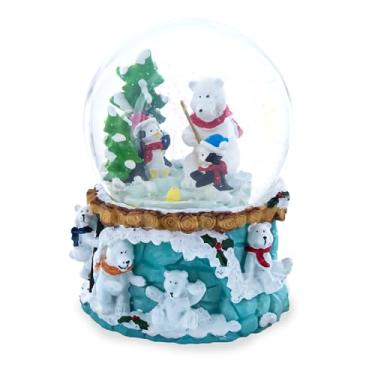 Imagem de BestPysanky Urso E Pinguins Pescando Musical Natalino Globo de Neve Aquático