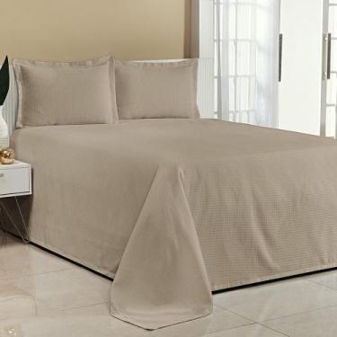 Imagem de Kit Cobre Leito Super King Bella Piquet 03 Peças - Cáqui Liso - Bordad