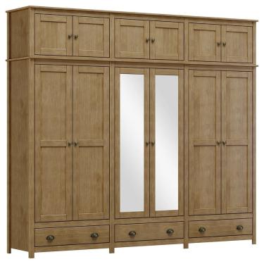 Imagem de Guarda Roupa 12P 3G Espelho Madeira Maciça 261 cm 9134 Freijo Milani Store