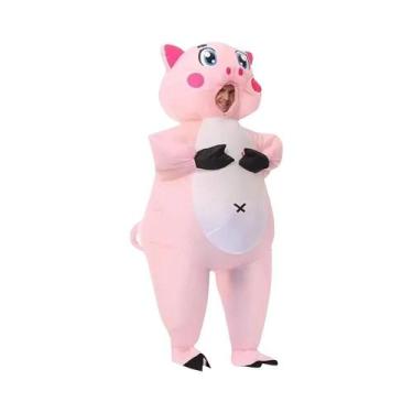 Imagem de Traje Inflável de Porco Rosa para Adulto - Fantasia de Halloween para 