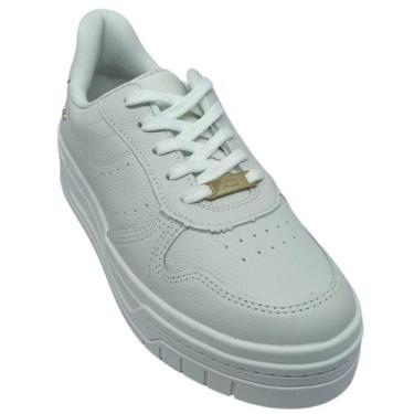 Imagem de Tênis Dakota Feminino em Couro Casual com Sola Alta, Valais white, 37