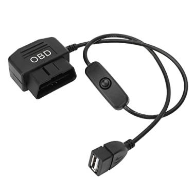 Imagem de Grcfumo plugue macho OBD2 de 16 pinos, cabo de carregamento de energia USB OBD2 de 18,9 pol., Cabo adaptador OBD universal, carregador de conector para gravador de direção e