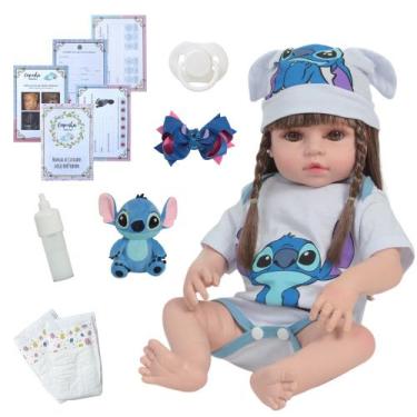 Imagem de Bebê Reborn Boneca 100% Silicone Linda Com Kit Acessórios - Cegonha Re