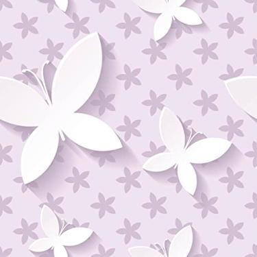 Imagem de Papel De Parede 3m Adesivo Lilás Borboletas Infantil